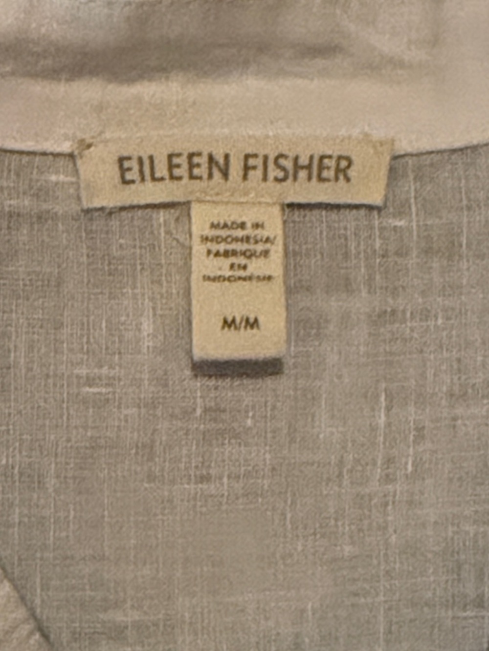 Eileen Fisher Shirt Womens -M- White Linen Button Front Long Sleeve Tunic Top - Picture 6 of 9